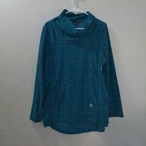 K-Way Technical Design Women’s Cowl Neck Pullover Teal Heather – Size Large
